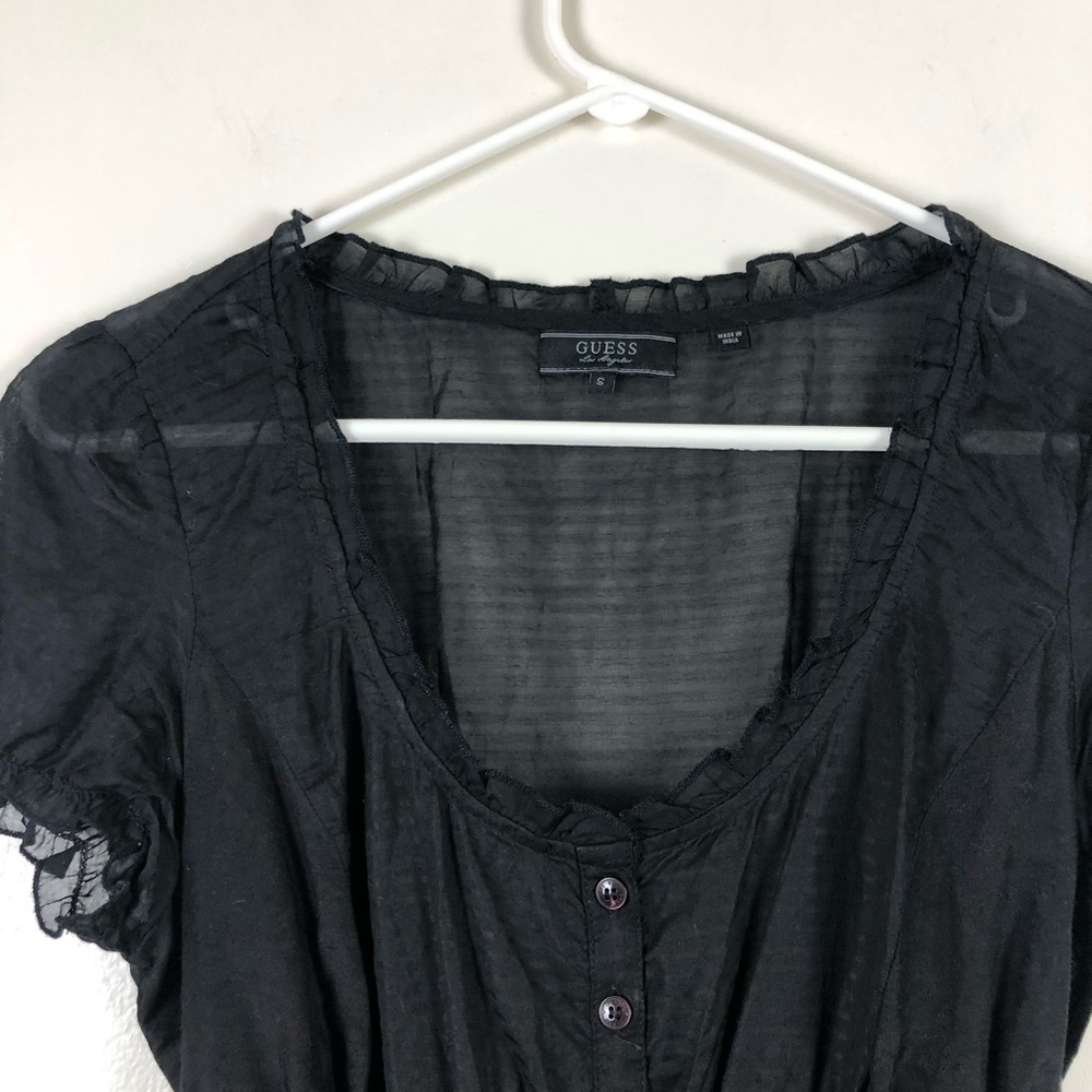 Guess Slightly Sheer Short Sleeve Top - Picture 2 of 6